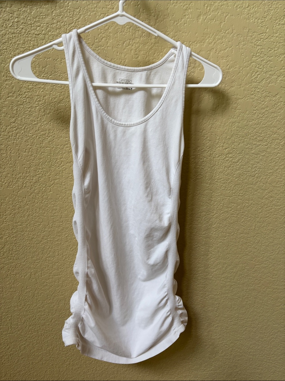 Athleta White Ribbed Scoop Neck Tank